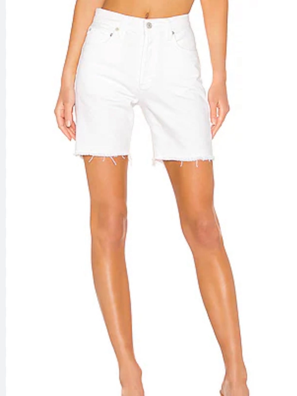 AGOLDE Rumi White Denim Short Size 26 Mid Length
